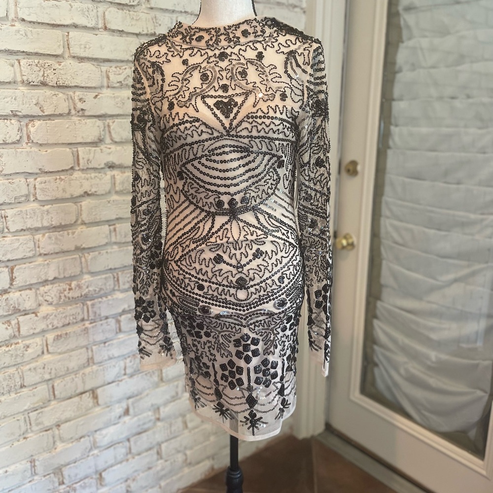 Giani Bernini Black and Cream Lace Dress